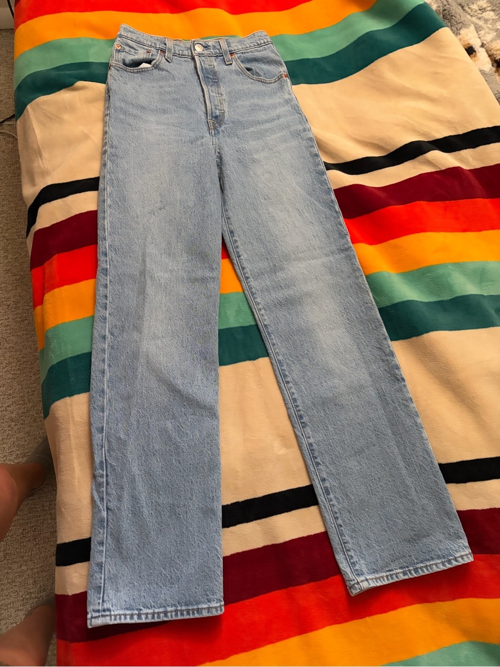 Levi's Light Blue Straight Leg Jeans - High Rise